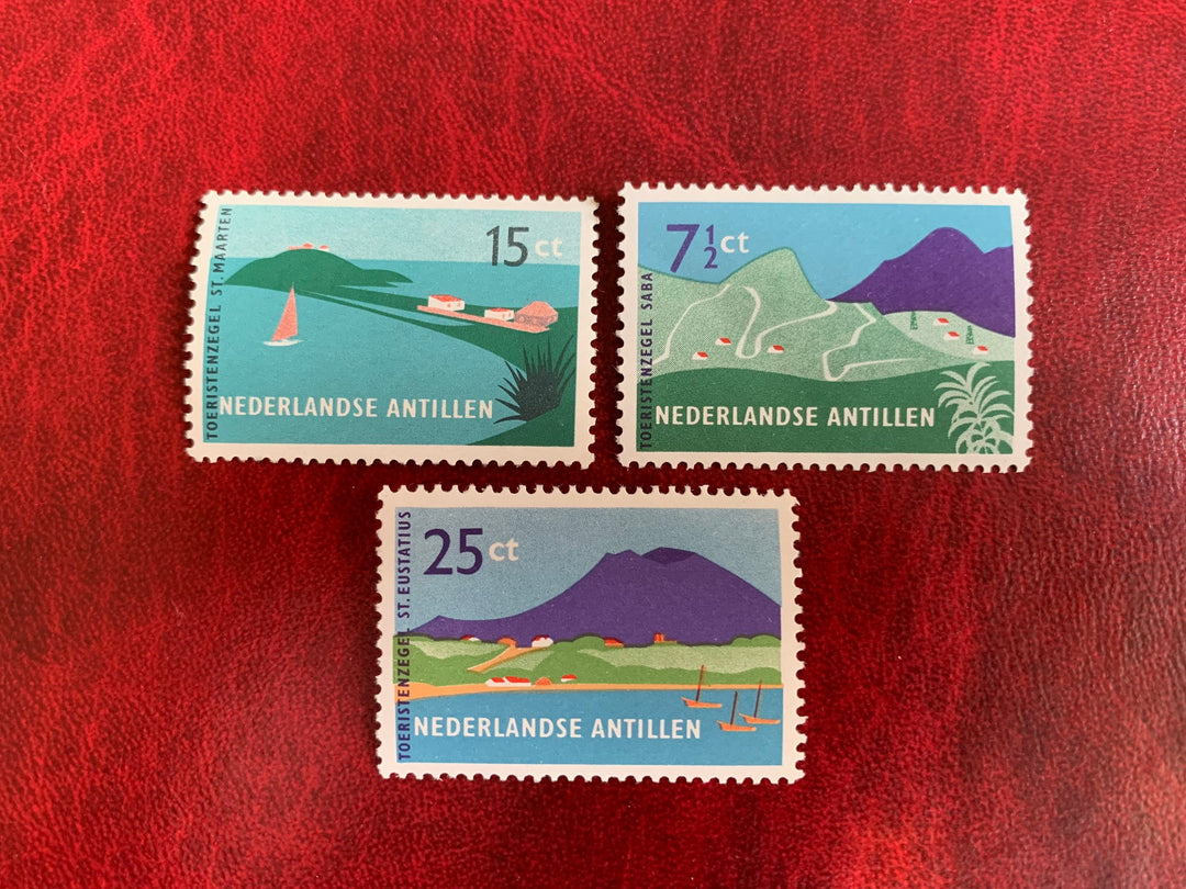 Netherlands Antilles- Original Vintage Postage Stamps-1957 Scenic Views