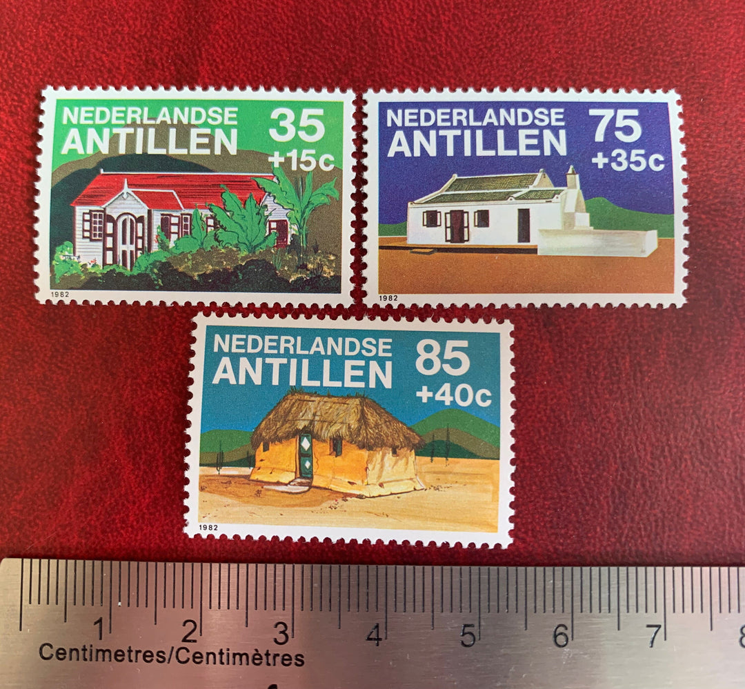 Netherlands Antilles- Original Vintage Postage Stamps-1982 Houses