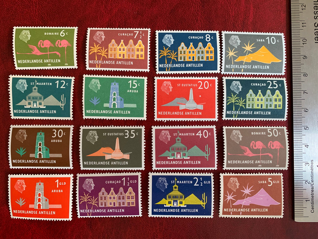 Netherlands Antilles- Original Vintage Postage Stamps-1957-8 Islands