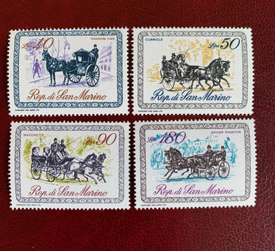 San Marino- Original Vintage Postage Stamps- 1969 Carriages
