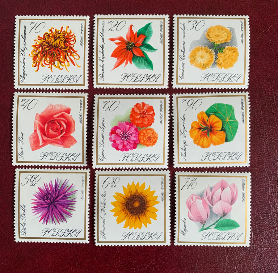 Poland - Original Vintage Postage Stamps - 1966 Flowers