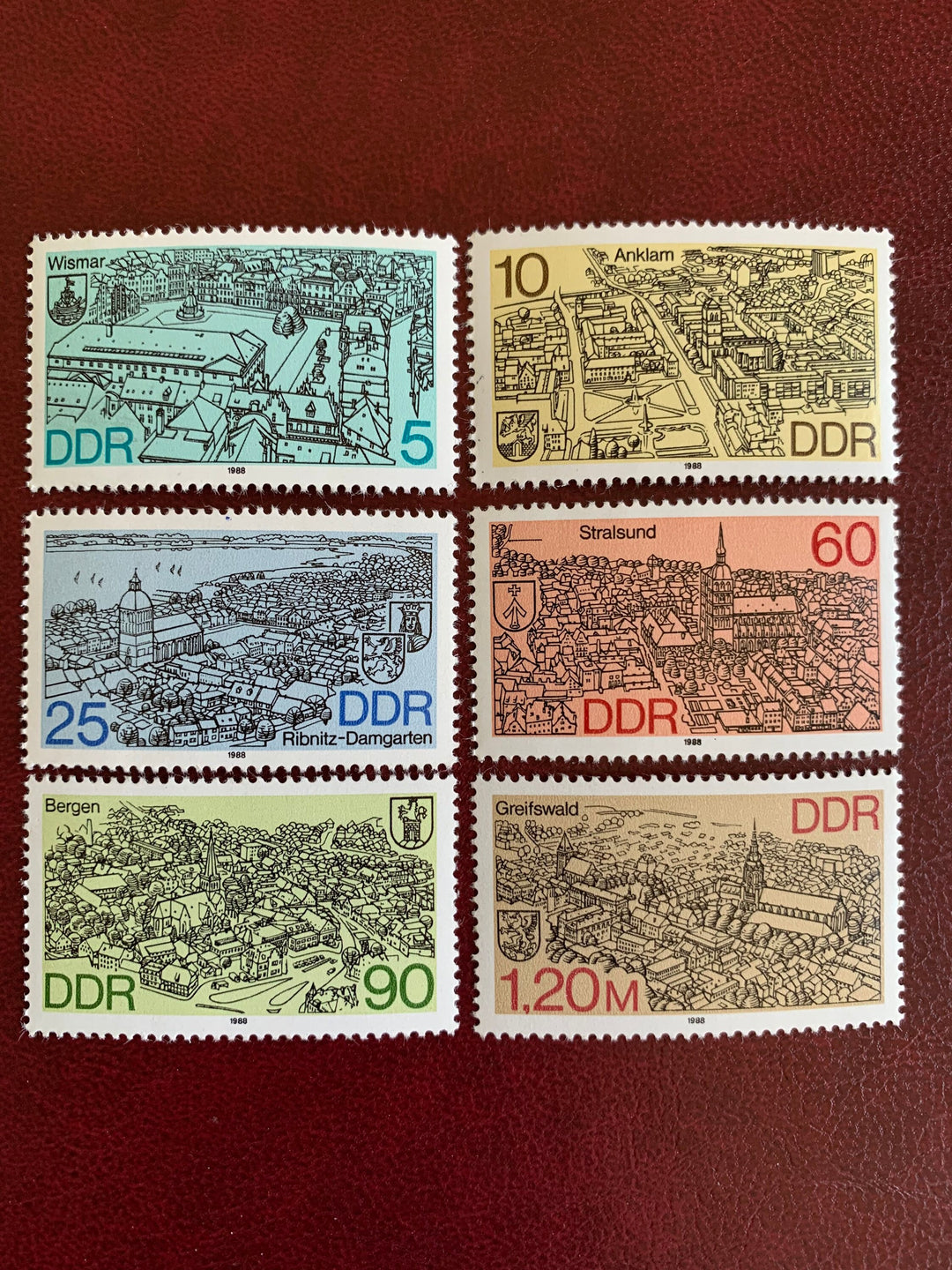 Germany (DDR) - Original Vintage Postage Stamps- 1988 Towns of the North