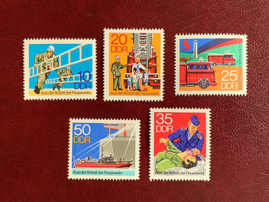 Germany (DDR) - Original Vintage Postage Stamps- 1977 Fire Brigades