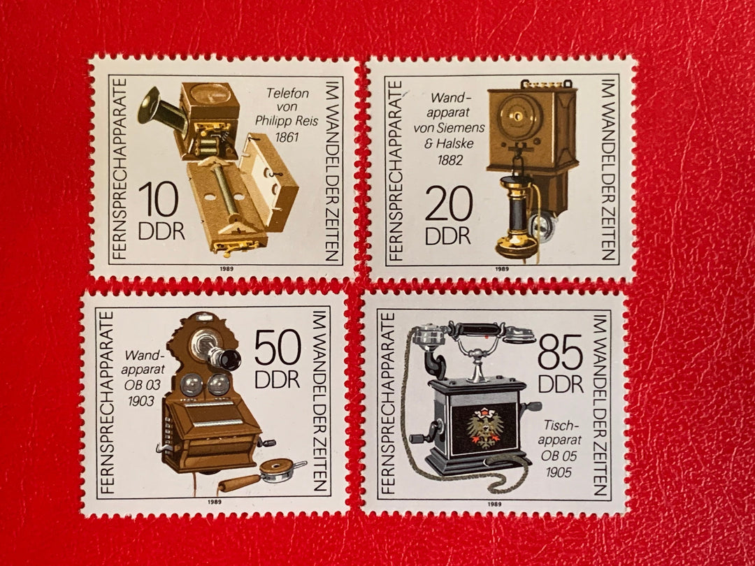 Germany (DDR) - Original Vintage Postage Stamps- 1989 - History of the Telephone - for the collector, artist or crafter