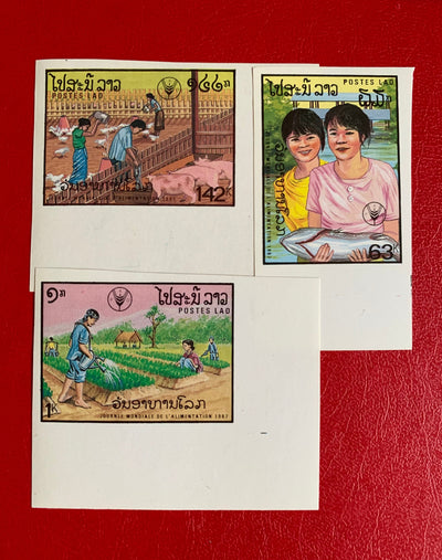 Laos - Original Vintage Postage Stamps- 1987 World Food Day