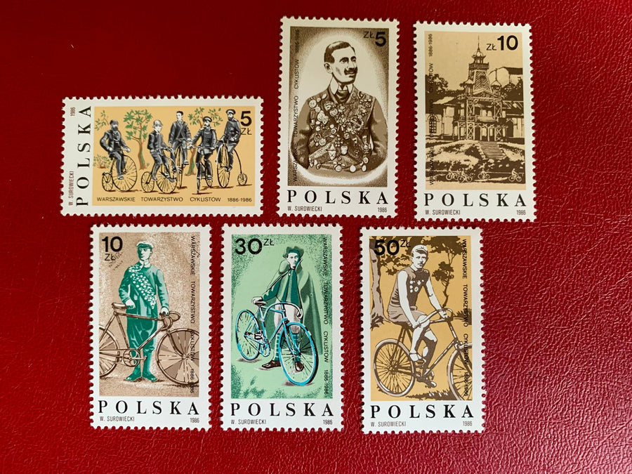 Poland - Original Vintage Postage Stamps - 1986 Bicycles