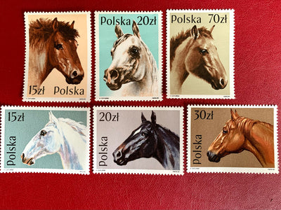 Poland - Original Vintage Postage Stamps - 1989 Horses