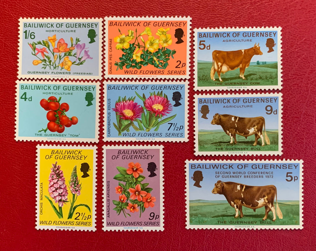 Guernsey - Original Vintage Postage Stamps - 1970-72 Horticulture and Agriculture - for the collector, artist or crafted