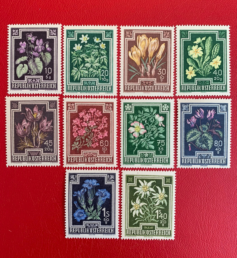 Austria - Original Vintage Postage Stamps - 1948 Flowers
