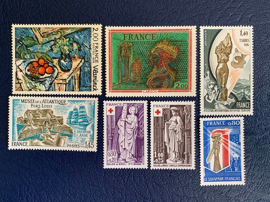 France - Original Vintage Postage Stamps- 1976-77- for the collector, artist or crafter-collage, decoupage, scrapbooks