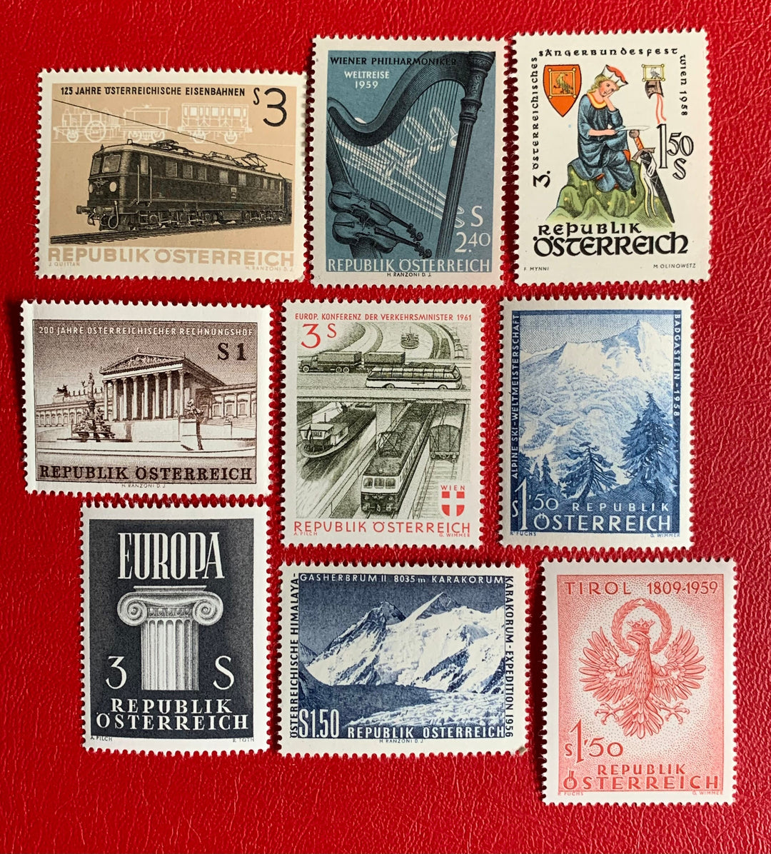 Austria - Original Vintage Postage Stamps - 1955-62