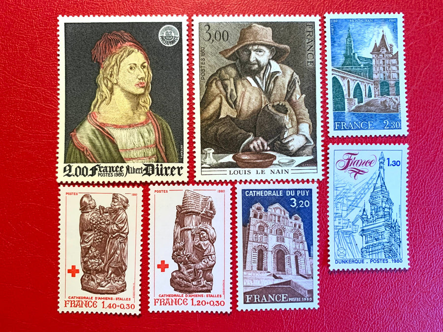 France - Original Vintage Postage Stamps- 1980- for the collector, artist or crafter-collage, decoupage, scrapbooks