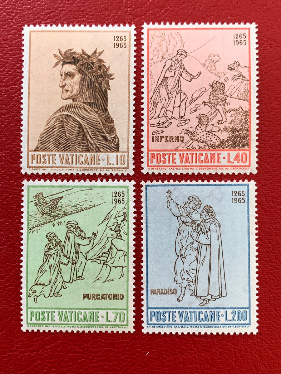 Vatican - Original Vintage Postage Stamps- 1965 Dante- for the collector, artist or crafter- scrapbooks, decoupage, collage