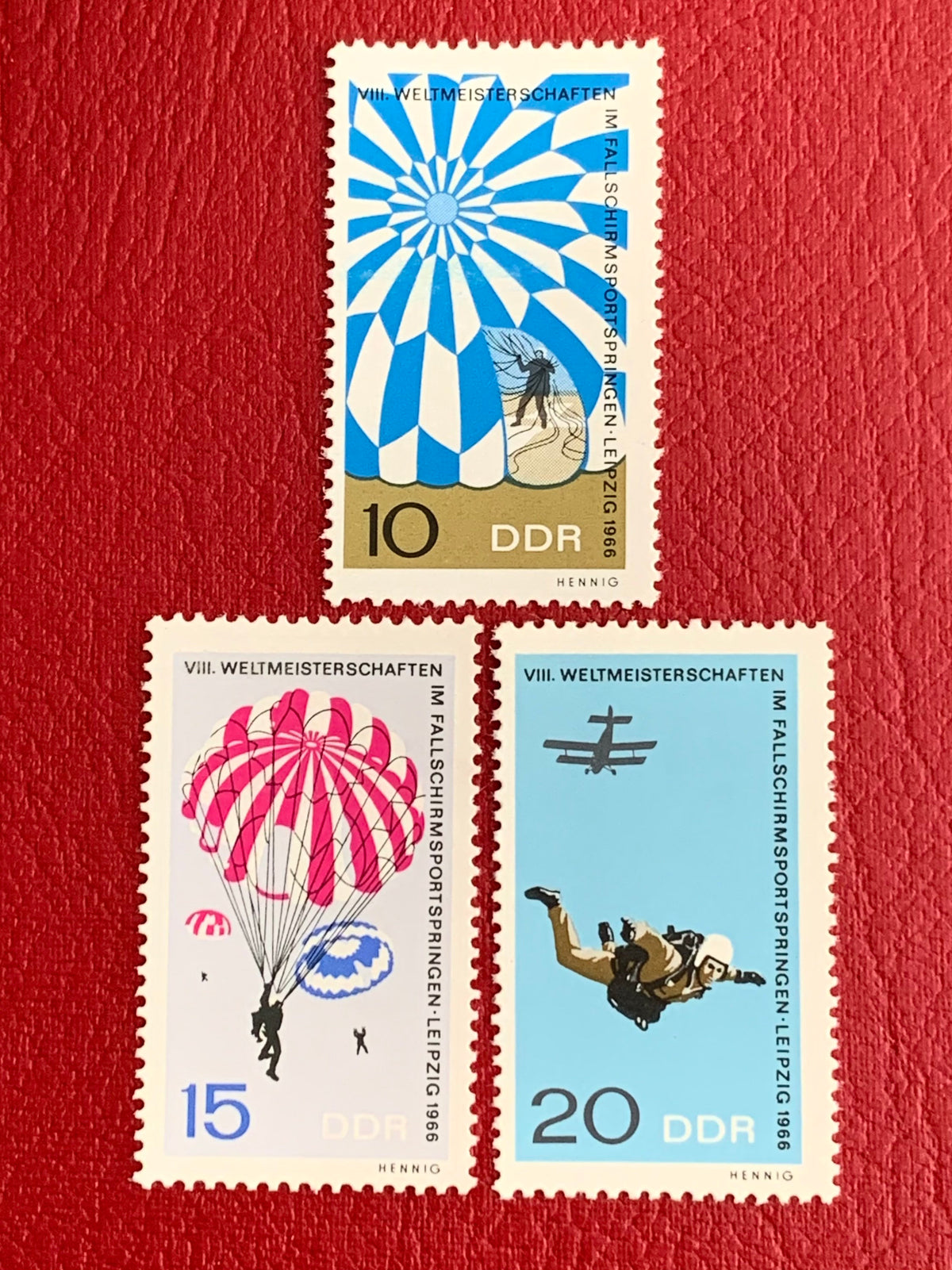 Germany (DDR) - Original Vintage Postage Stamps- 1966 Sky Diving - On ...