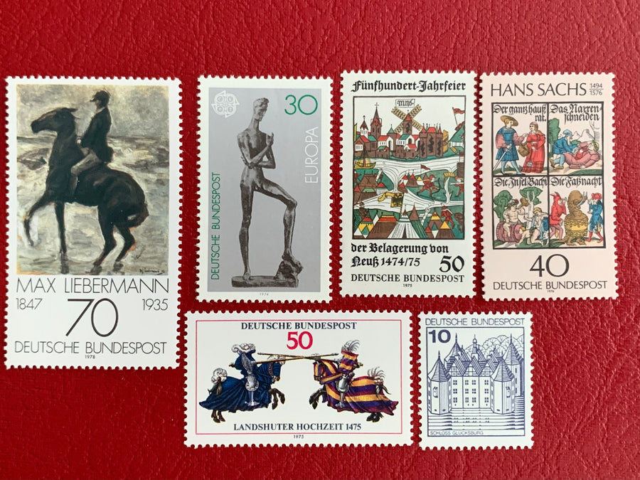 West Germany - Original Vintage Postage Stamps- Art Stamps 1970s