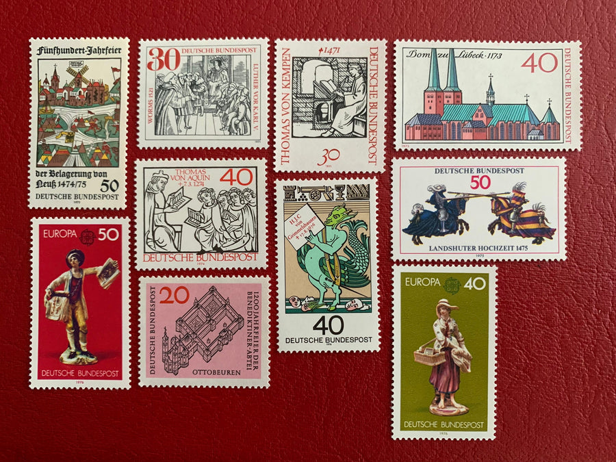 West Germany - Original Vintage Postage Stamps- Art Stamps 1970-76