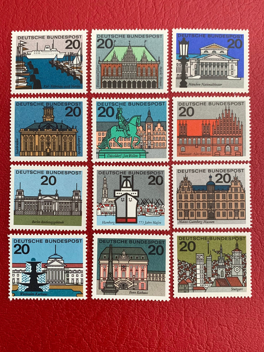 West Germany - Original Vintage Postage Stamps- 1964 State Capitals