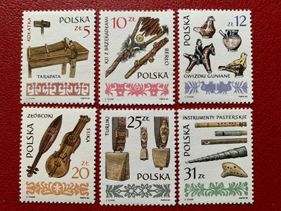 Poland - Original Vintage Postage Stamps - 1985 Musical Instruments