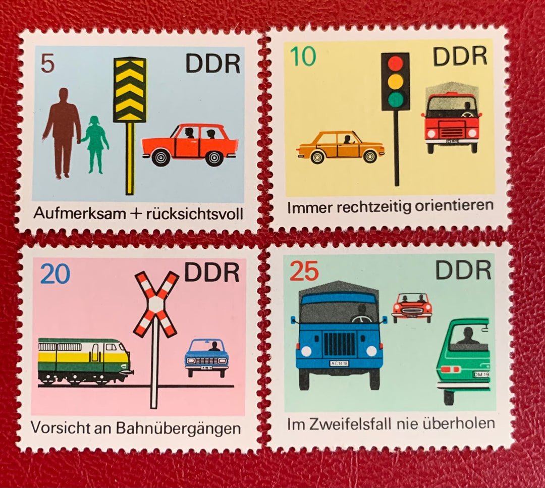 Germany (DDR) - Original Vintage Postage Stamps- 1968 Traffic Safety -for the collector, artist or crafter