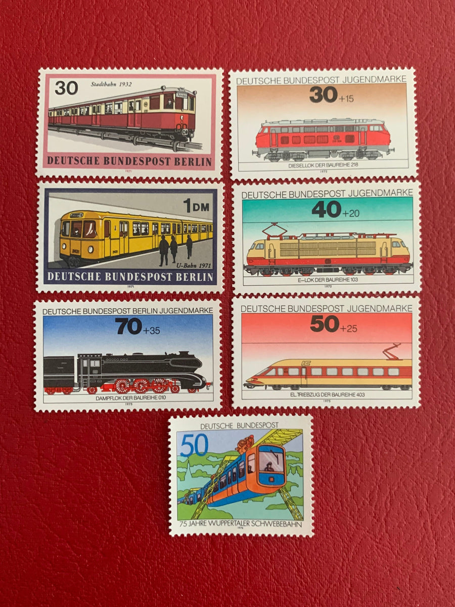 West Germany- Original Vintage Postage Stamps- Trains & Trams - 1971