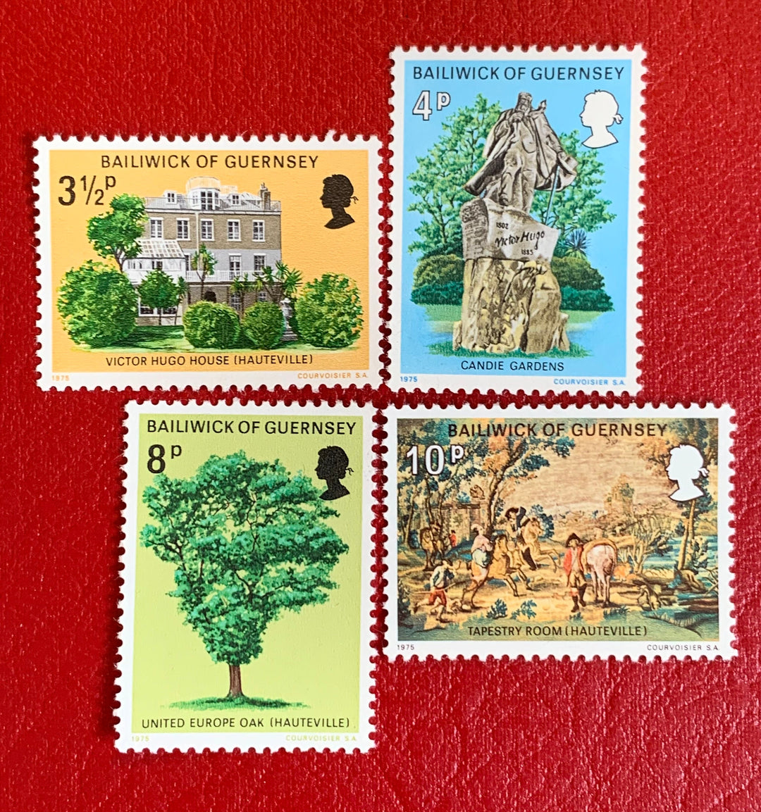 Guernsey - Original Vintage Postage Stamps - 1975 Victor Hugo’s Exile -for the collector, artist or crafter- decoupage, scrapbooks, journals