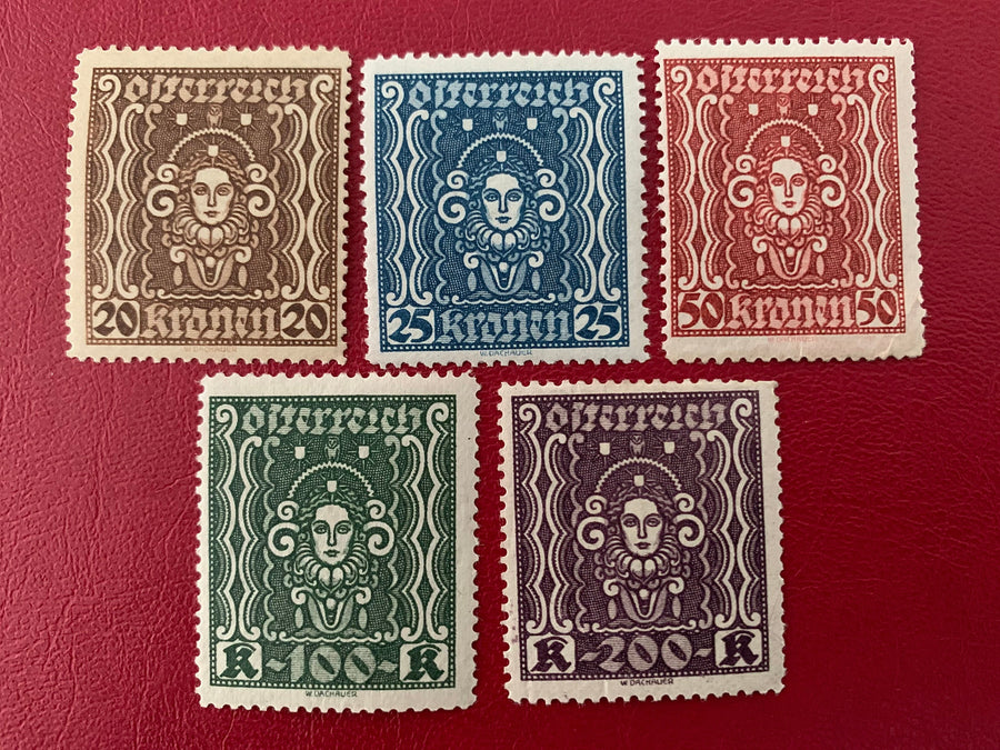 Austria - Original Vintage Postage Stamps - 1922 Symbols of Art & Science