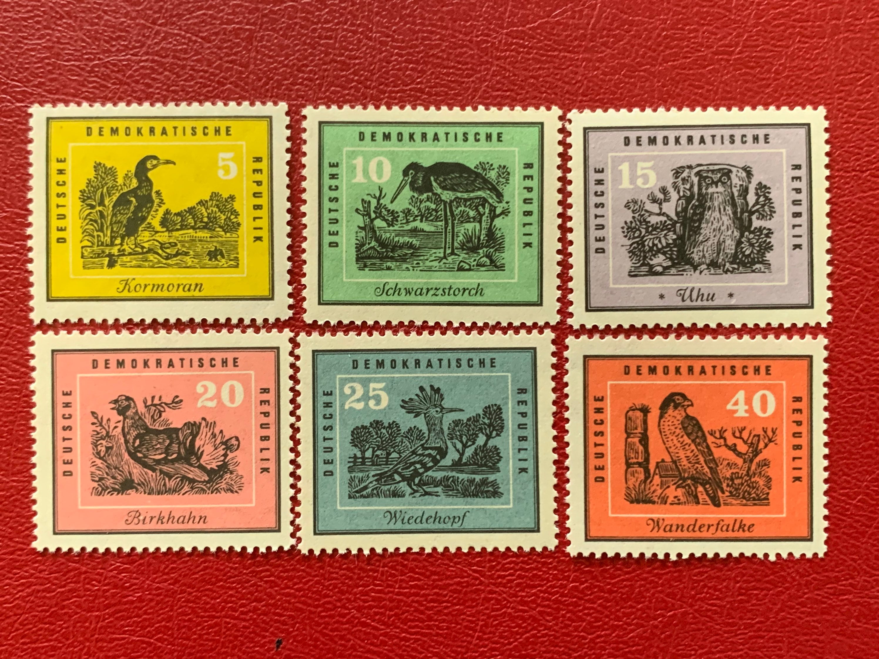 Post Stamp Ridge Germany (DDR) - Original Vintage Postage Stamps- 1959 Native Birds - On ...