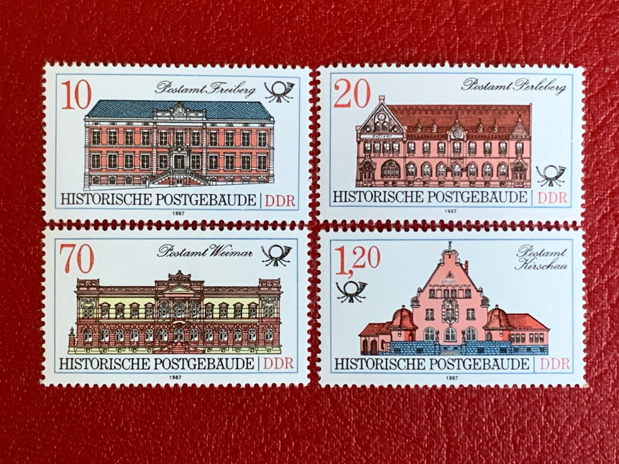 Germany (DDR) - Original Vintage Postage Stamps- 1987 Historic Post Offices