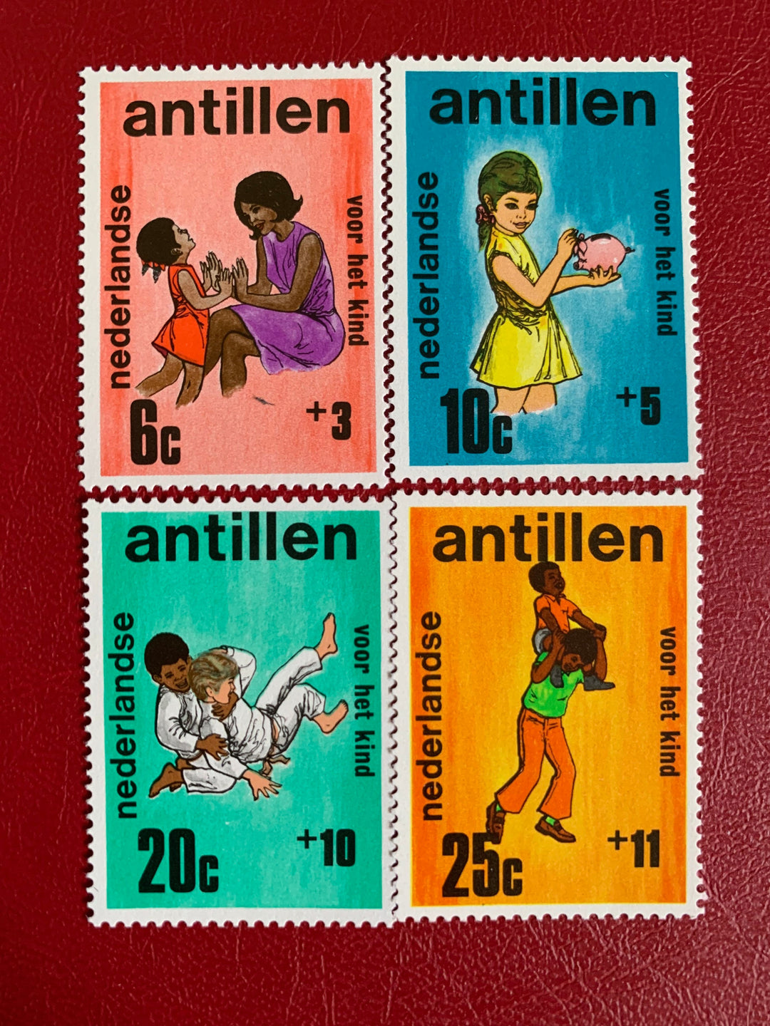 Netherlands Antilles- Original Vintage Postage Stamps- 1970 Children