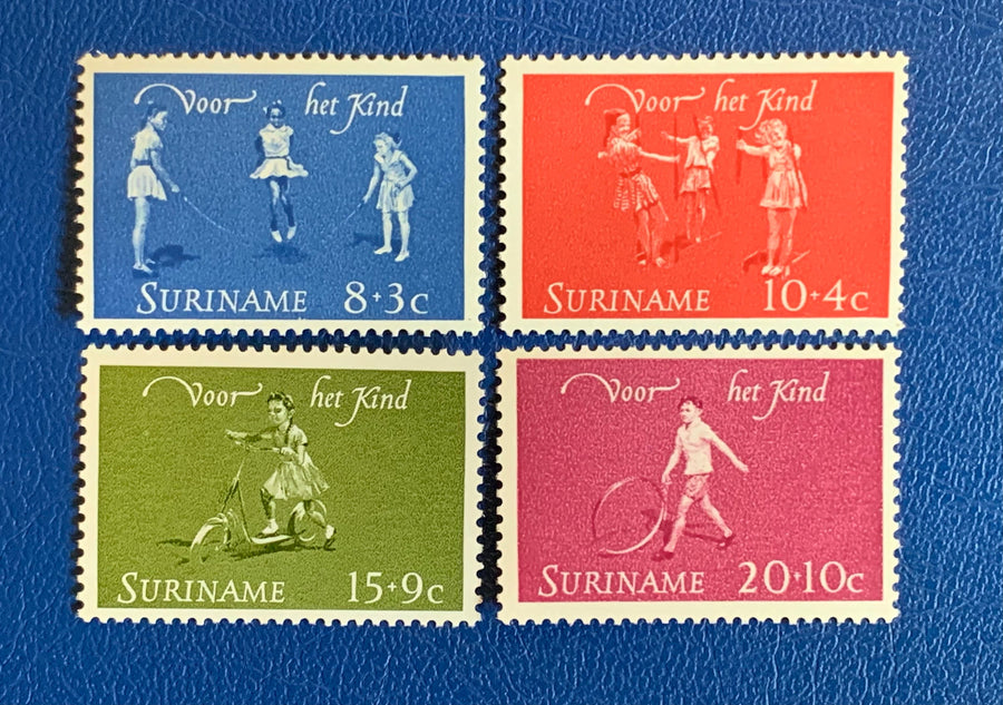Suriname- Original Vintage Postage Stamps - 1964 - Children’s Games