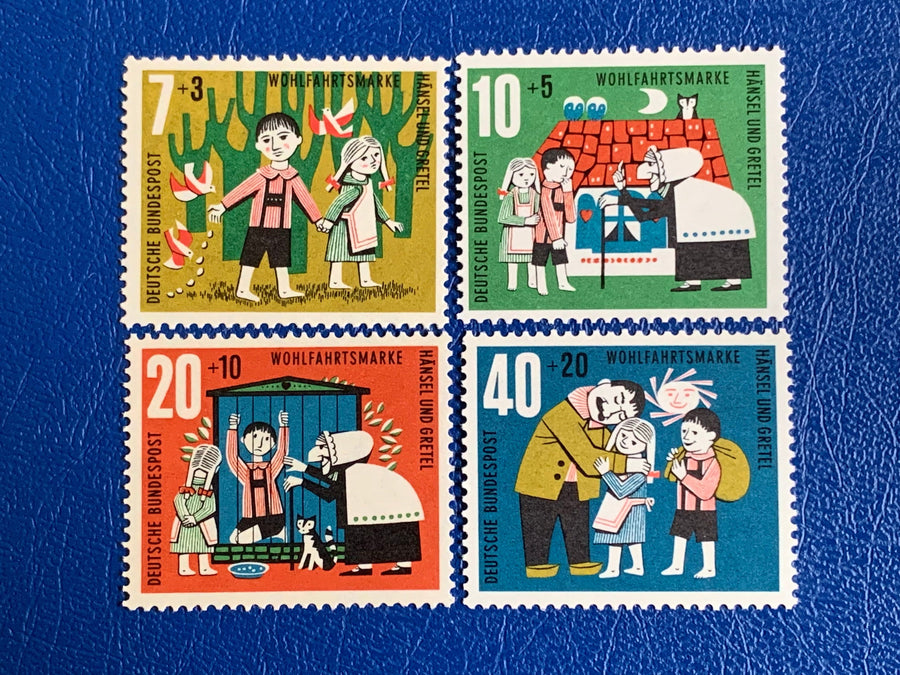 Original Vintage Postage Stamps- 1960s West Germany - Hansel and Gretel