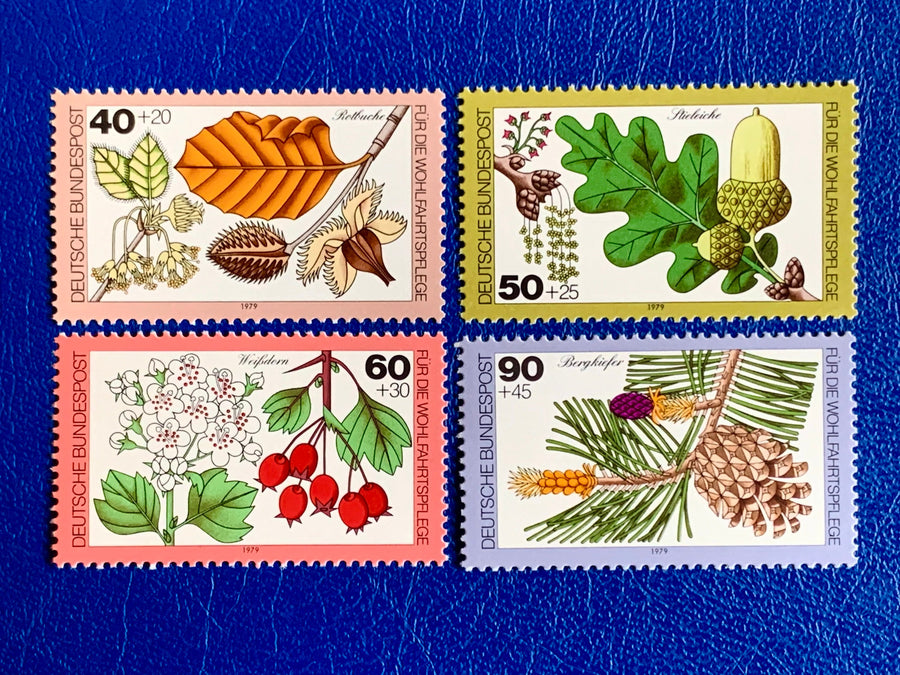 West Germany- Original Vintage Postage Stamps- 1979 Autumn Botanicals