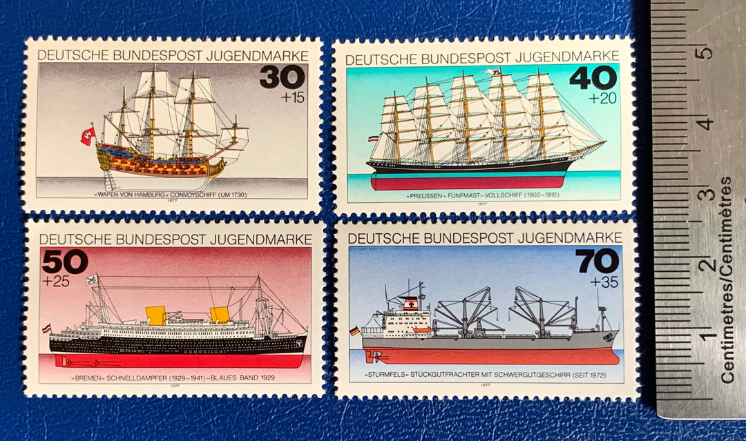 West Germany -Original Vintage Postage Stamps- 1977 - Ships