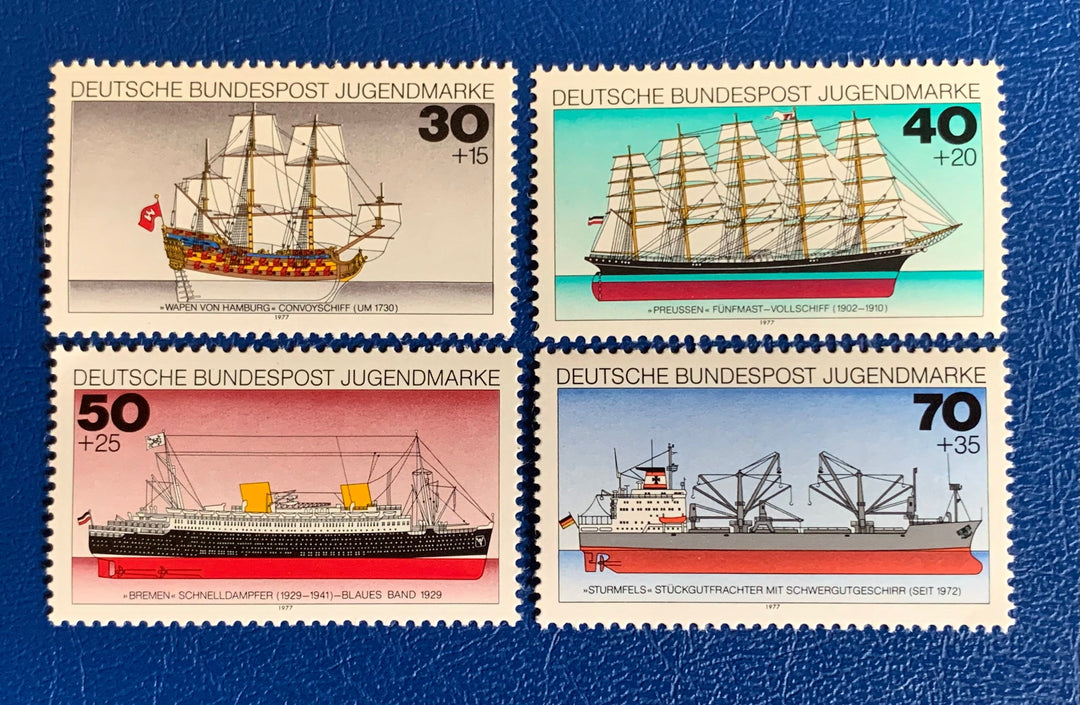 West Germany -Original Vintage Postage Stamps- 1977 - Ships