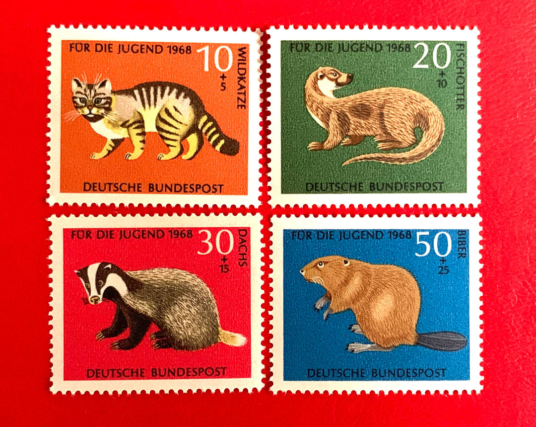 West Germany - Original Vintage Postage Stamps - Endangered Animals- 1968