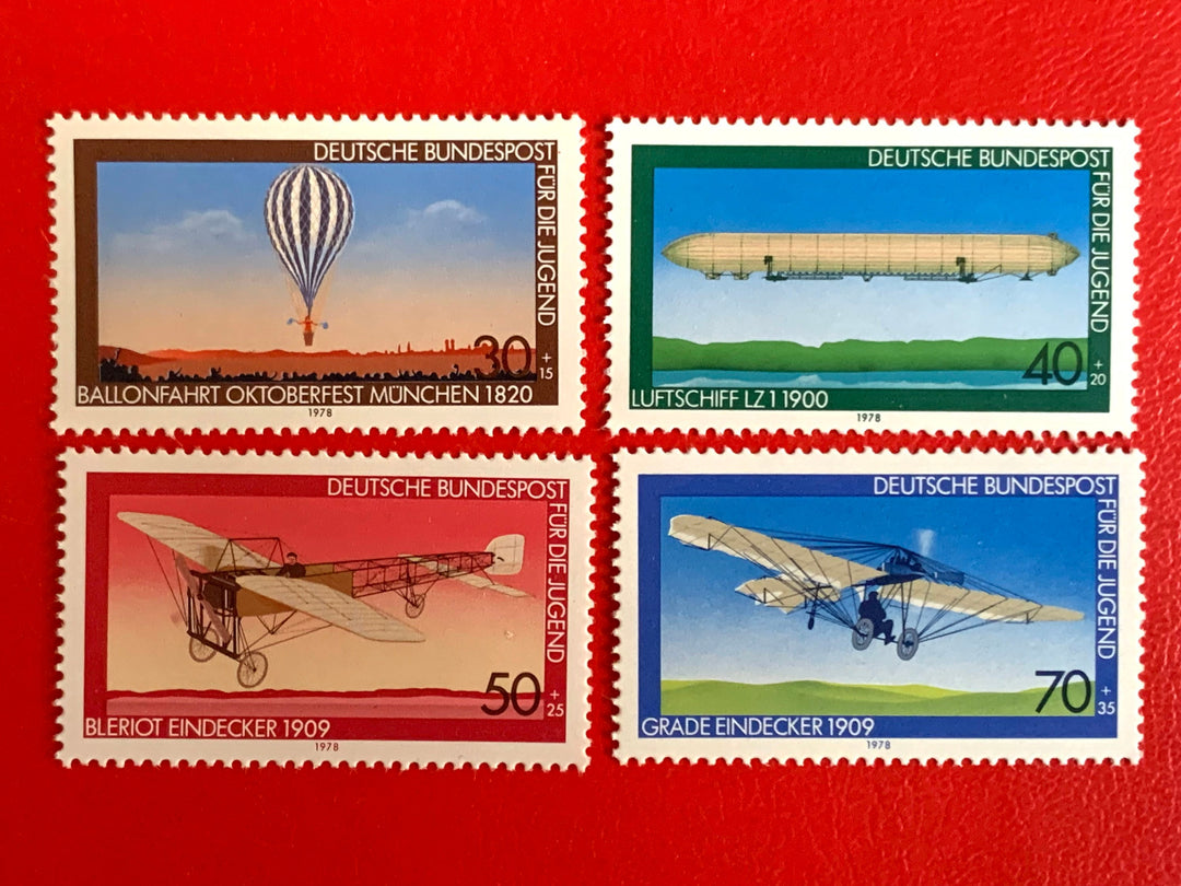 West Germany - Original Vintage Postage Stamps - Aviation History 1978