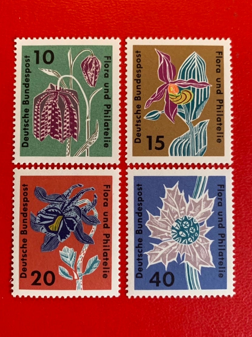 West Germany - Original Vintage Postage Stamps - Flowers 1957-61