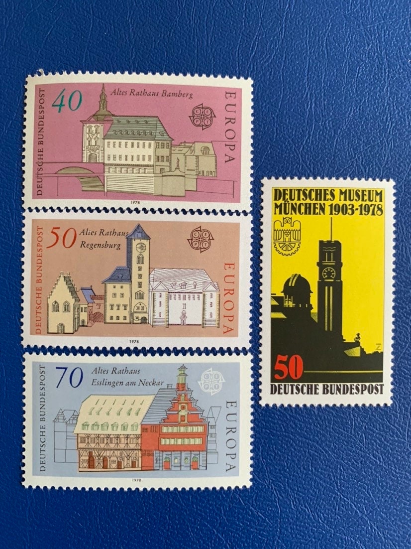 West Germany -Original Vintage Postage Stamps- 1978 City Halls & Munchen Museum