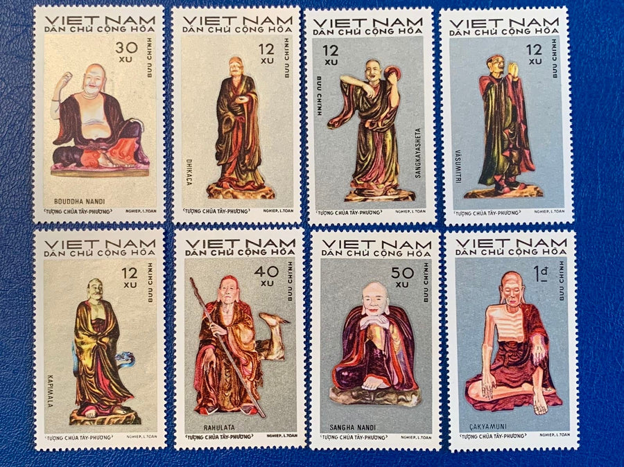 Vietnam - Original Vintage Postage Stamps- 1971 Statues Buddhist Pagoda