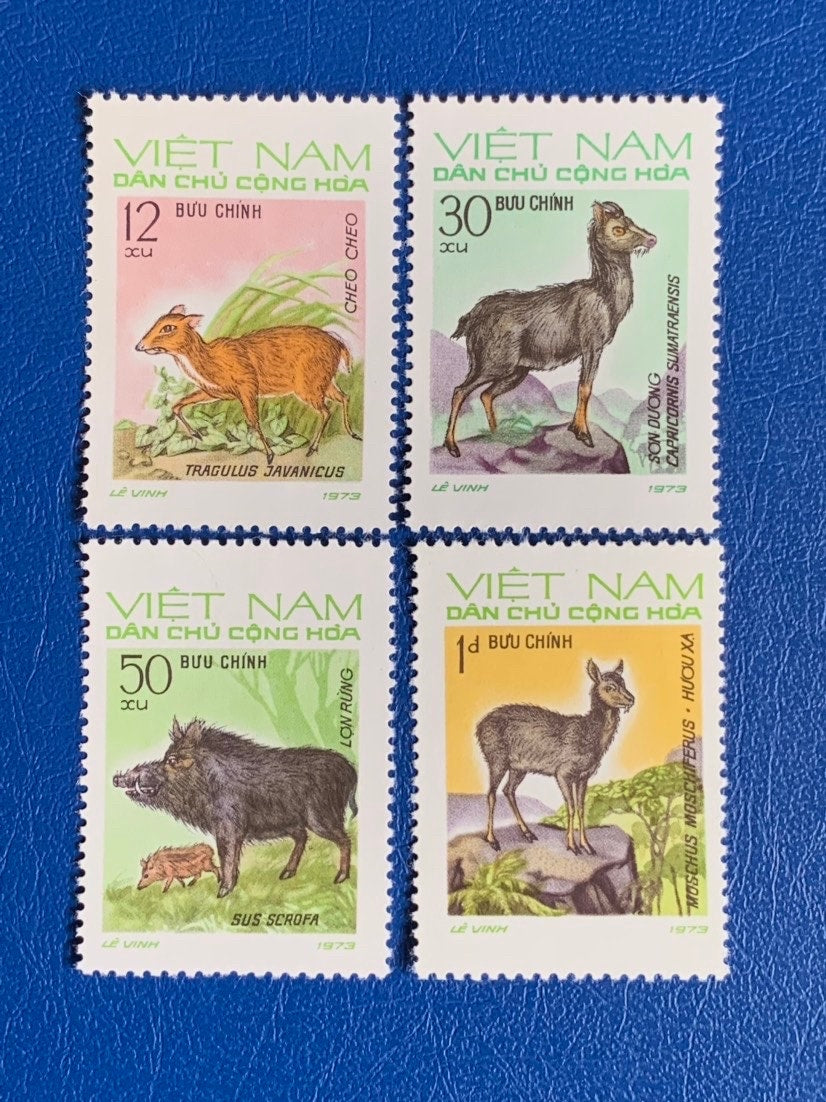 Vietnam (South)- Original Vintage Postage Stamps- 1973 Wild Animals