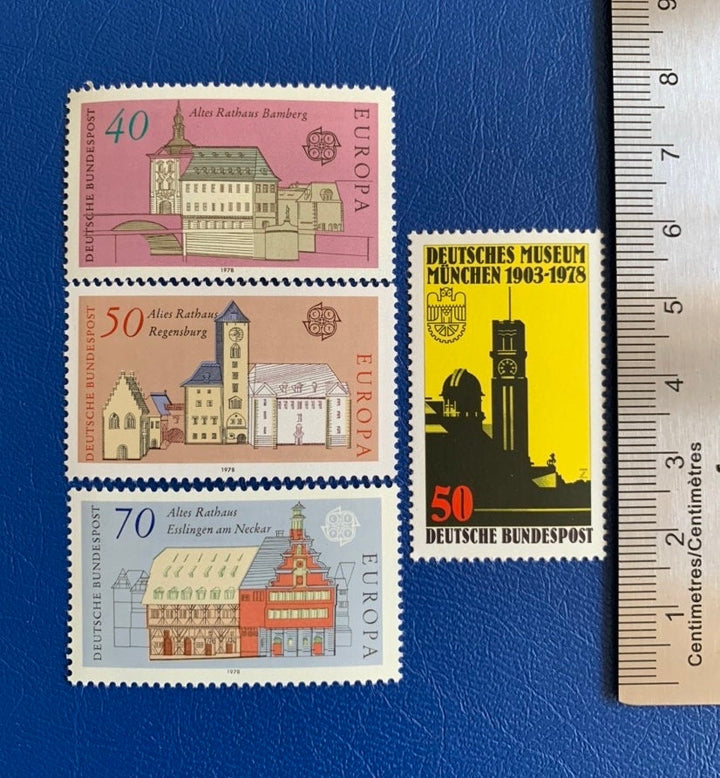 West Germany -Original Vintage Postage Stamps- 1978 City Halls & Munchen Museum