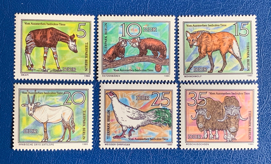 Germany (DDR) - Original Vintage Postage Stamps- 1980 Endangered Animals