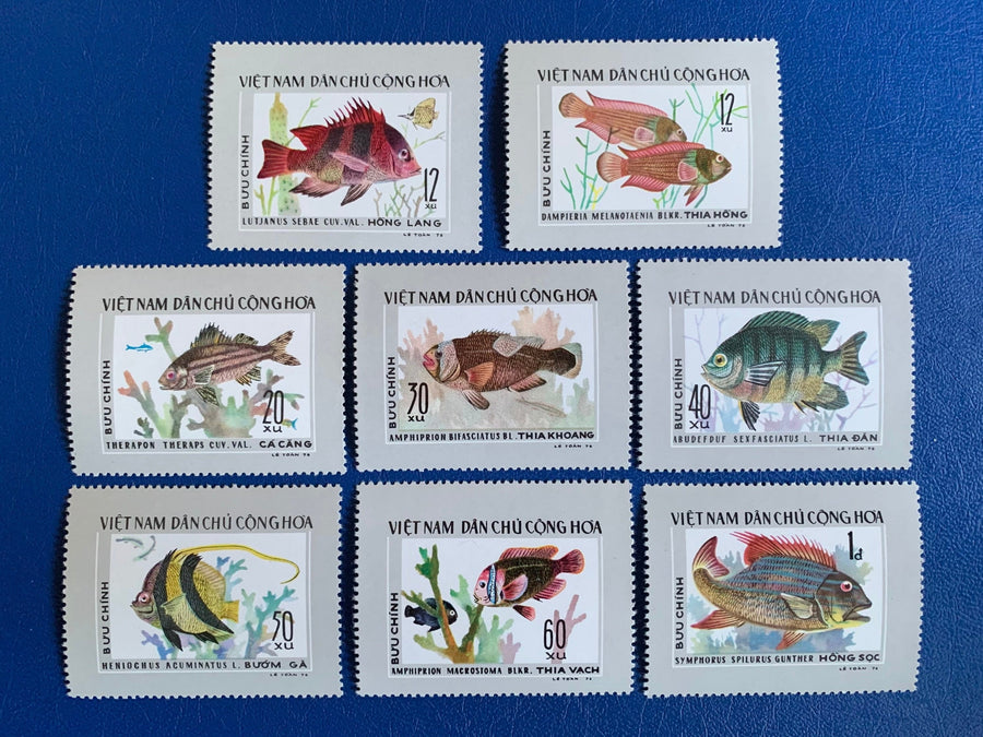 Vietnam- Original Vintage Postage Stamps- 1976 Saltwater Fish