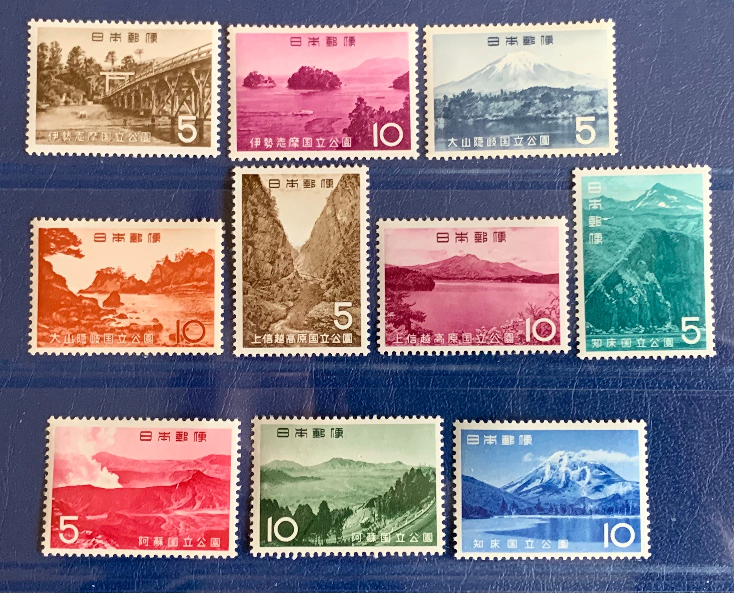 Post Stamp Ridge Japan - Original Vintage Postage Stamps- 1964-65 - On the Ridge Stamps