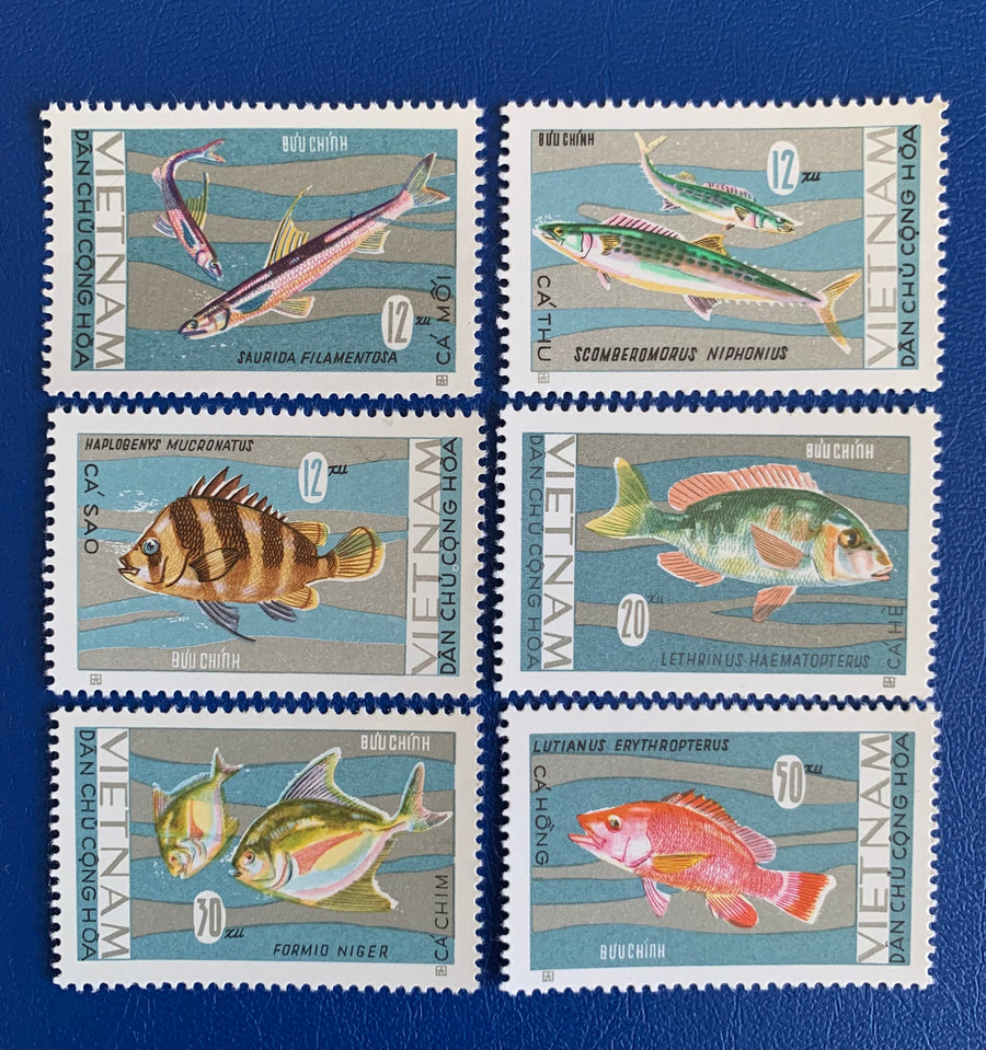 Vietnam- Original Vintage Postage Stamps- 1967 Native Fish