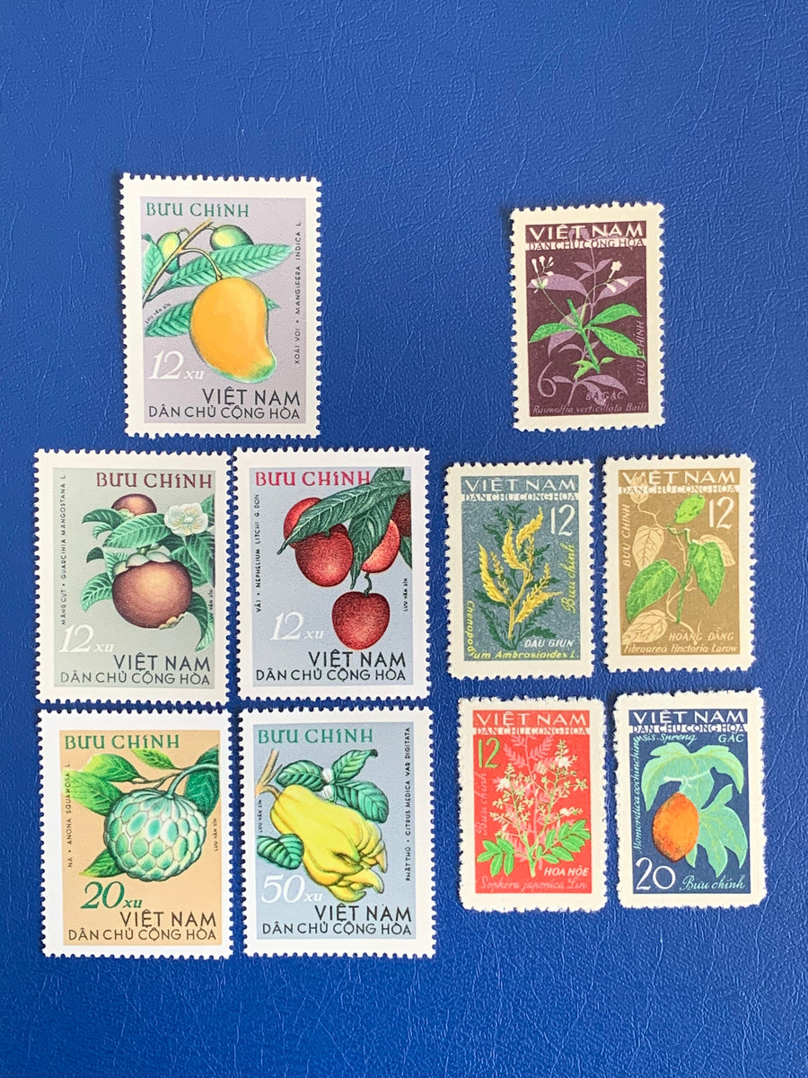 Vietnam- Original Vintage Postage Stamps- 1963/64 Traditional Medicinal Plants & Fruit