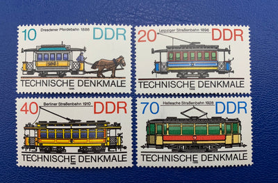 Germany (DDR) - Original Vintage Postage Stamps- 1986 Trams