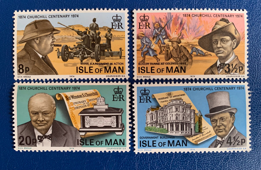 Isle of Man - Original Vintage Postage Stamps - 1974 Sir Winston Churchill - for the collector, artist or crafter