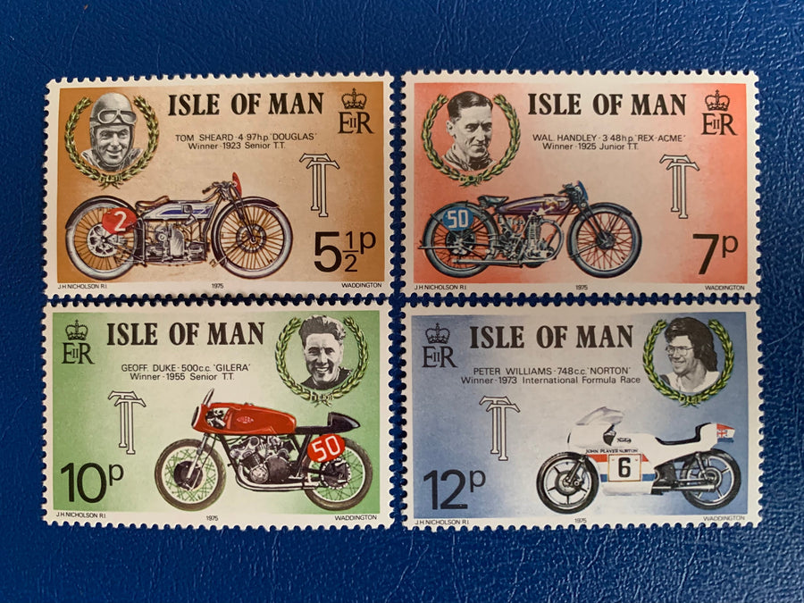 Isle of Man - Original Vintage Postage Stamps - 1975 Tourist Trophy Motorcycle Races (2nd Series) - for the collector, artist, crafter,