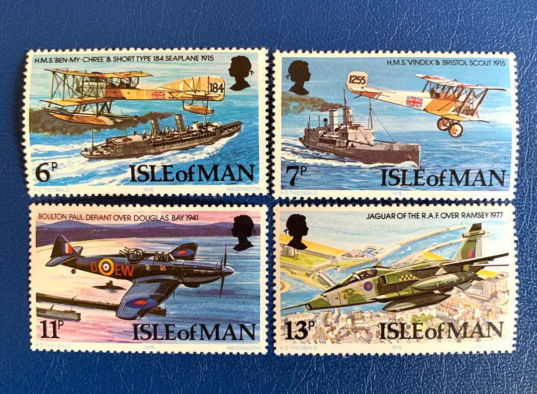 Isle of Man - Original Vintage Postage Stamps - 1978 - Diamond Jubilee Royal Airforce - for the collector, artist or crafter